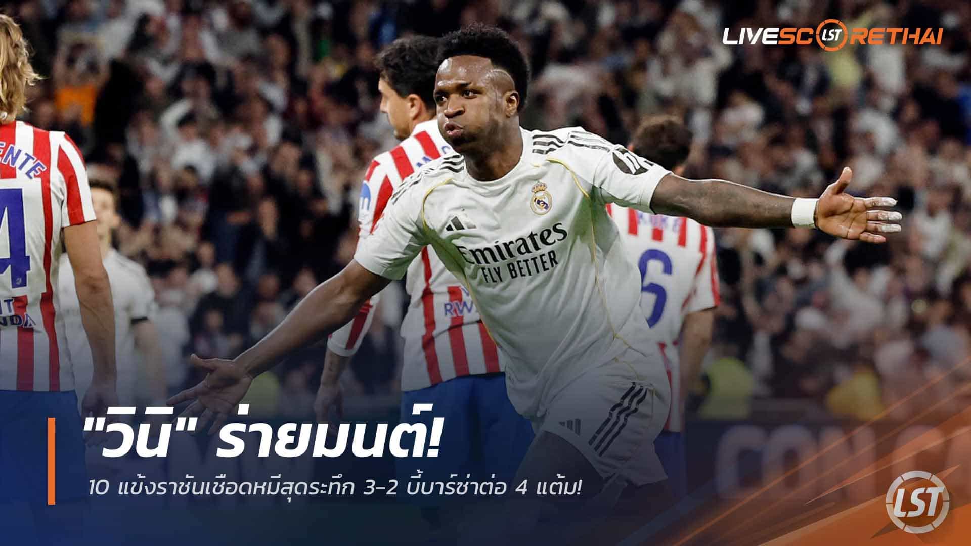 ข่าวฟุตบอล วันจันทร์ ที่ 23 มีนาคม 2568 : "วินิ" ร่ายมนต์! 10 แข้งราชันเชือดหมีสุดระทึก 3-2 บี้บาร์ซ่าต่อ 4 แต้ม!